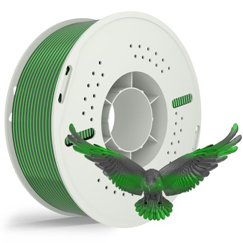 NevsBye Silk Dual Color PLA 3D Drucker Filament 1.75mm, 1kg Kartonspule, Maßgenauigkeit +/- 0.02mm, passend für die meisten FDM Drucker, verhedderungsfrei für reibungsloses Drucken (SchwarzGrün) von NevsBye
