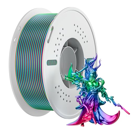 NevsBye Silk Tricolor PLA 3D Drucker Filament 1.75mm, 1kg Kartonspule, passend für die meisten FDM Drucker, Tangle-Free für reibungsloses Drucken (RotBlauGrün) von NevsBye