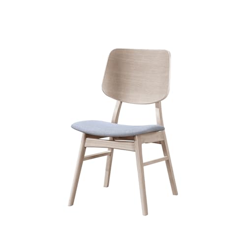 New Classic Furniture Oscar Esszimmerstuhl (2er-Set), 100 % Polyester, grauer Stoff, weißes Eschen-Finish von New Classic Home Furnishings
