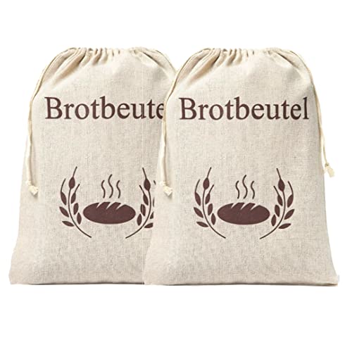 Brotbeutel 2er Pack Neu Wohnen Natürlicher Leinen-Baumwoll-Brotbeutel | Bio-Mischung | 2 x Wiederverwendbare Brottüte | Brot-Aufbewahrungstaschen | 38x28 cm von New Living