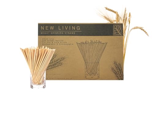 Weizenstrohhalme | Weizenstrohhalme | Natürliche Heustrohhalme | 100% biologisch abbaubar | 100% natürlich | BPA-frei (50) von New Living