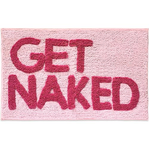 New Mungo Get Naked Badematte, rosa – Hot Pink, Badezimmerteppich, niedlich, Wohnungsdekoration, niedliche Badezimmerteppiche, rosa Badezimmer-Dekor, lustiger Badezimmerteppich, rosa Badematte, 78,7 x von New Mungo