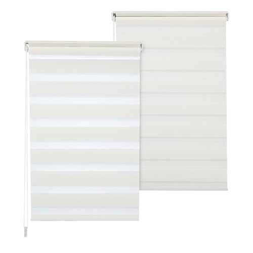 Doppelrollo DuoRollo Klemmfix ohne Bohren Seitenzug Fenster Rollo cremeweiß B 100cm (96cm Stoffbreite) x H 210 cm von New Storage 11