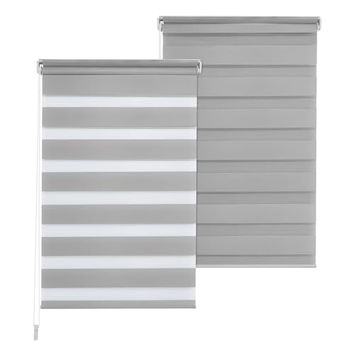 Doppelrollo DuoRollo Klemmfix ohne Bohren Seitenzug Fenster Rollo hellgrau B 110cm (106cm Stoffbreite) x H 150 cm von New Storage 11