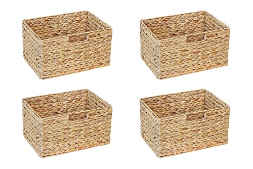 4er-Set Billy Regal Korb / 36 x 25 x 20 cm/Aus Wasserhyazinthe Natur/Faltkorb Flechtkorb Regalbox Storage Box Aufbewahrungskorb Schrankkorb klappbar faltbar und sehr stabil von New Swedish Design