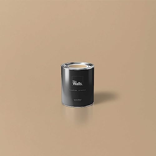 New Walls Premium Wandfarbe Beige, Cappuccino Liquid Luxury Dispersionsfarbe für Innenräume – 1 L von New Walls