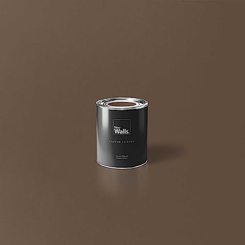 New Walls Premium Wandfarbe Braun, Dunkelbraun Liquid Luxury Dispersionsfarbe für Innenräume – 1 L von New Walls