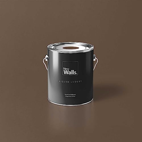 New Walls Premium Wandfarbe Braun, Dunkelbraun Liquid Luxury Dispersionsfarbe für Innenräume – 2,5 L von New Walls