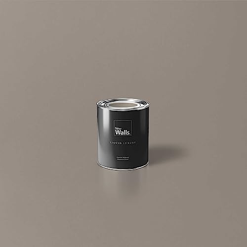 New Walls Premium Wandfarbe Braun, Graubraun Liquid Luxury Dispersionsfarbe für Innenräume – 1 L von New Walls