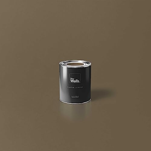 New Walls Premium Wandfarbe Braun, Khaki Liquid Luxury Dispersionsfarbe für Innenräume – 1 L von New Walls