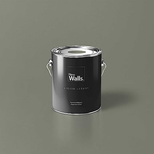 New Walls Premium Wandfarbe Grau, Grün, Olivgruen Liquid Luxury Dispersionsfarbe für Innenräume – 2,5 L von New Walls