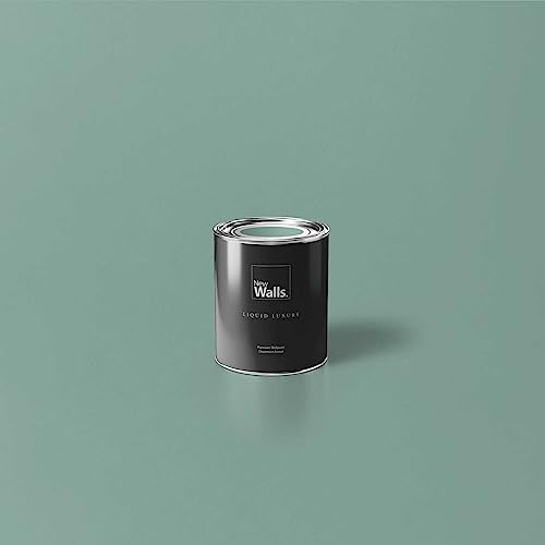 New Walls Premium Wandfarbe Grün, Jadegrün Liquid Luxury Dispersionsfarbe für Innenräume – 1 L von New Walls