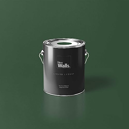 New Walls Premium Wandfarbe Grün, Moosgruen Liquid Luxury Dispersionsfarbe für Innenräume – 2,5 L von New Walls