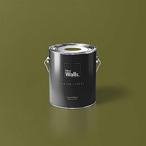 New Walls Premium Wandfarbe Grün, Waldgrün Liquid Luxury Dispersionsfarbe für Innenräume – 2,5 L von New Walls