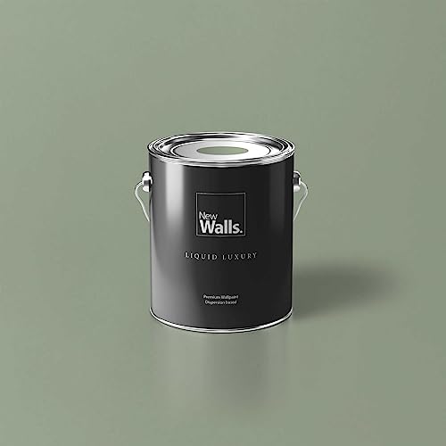 New Walls Premium Wandfarbe Grün, Wiesengrün Liquid Luxury Dispersionsfarbe für Innenräume – 2,5 L von New Walls