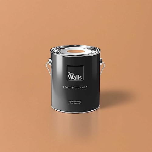 New Walls Premium Wandfarbe Orange, Apricot Liquid Luxury Dispersionsfarbe für Innenräume – 2,5 L von New Walls