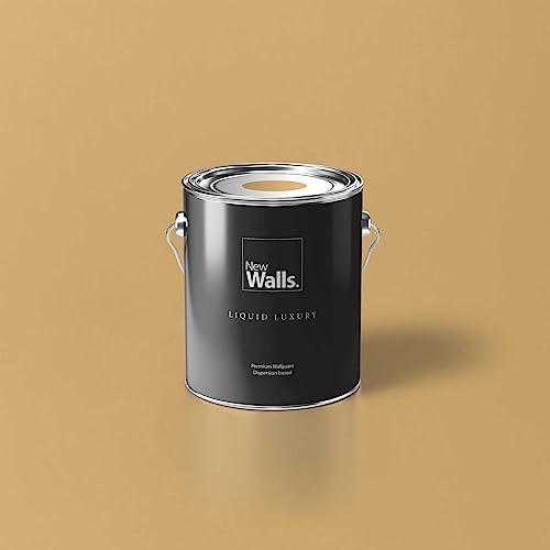 New Walls Premium Wandfarbe Orange, Senfgelb Liquid Luxury Dispersionsfarbe für Innenräume – 2,5 L von New Walls