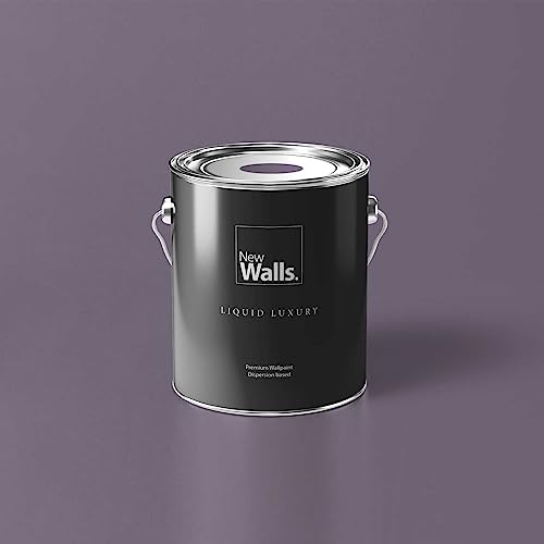 New Walls Premium Wandfarbe Violett, Mauve Liquid Luxury Dispersionsfarbe für Innenräume – 5 L von New Walls