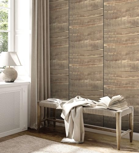 New Walls Vliestapete Organic Living – Moderne Linienoptik in Holzdesign | 10,05 x 0,53 m (Schwarz Beige) von New Walls