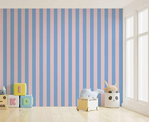 New Walls Vliestapete Streifen rosa blau leicht strukturiert & matt Tapete für Wohnzimmer, Kinderzimmer, Schlafzimmer | 10,05 x 0,53 m von New Walls