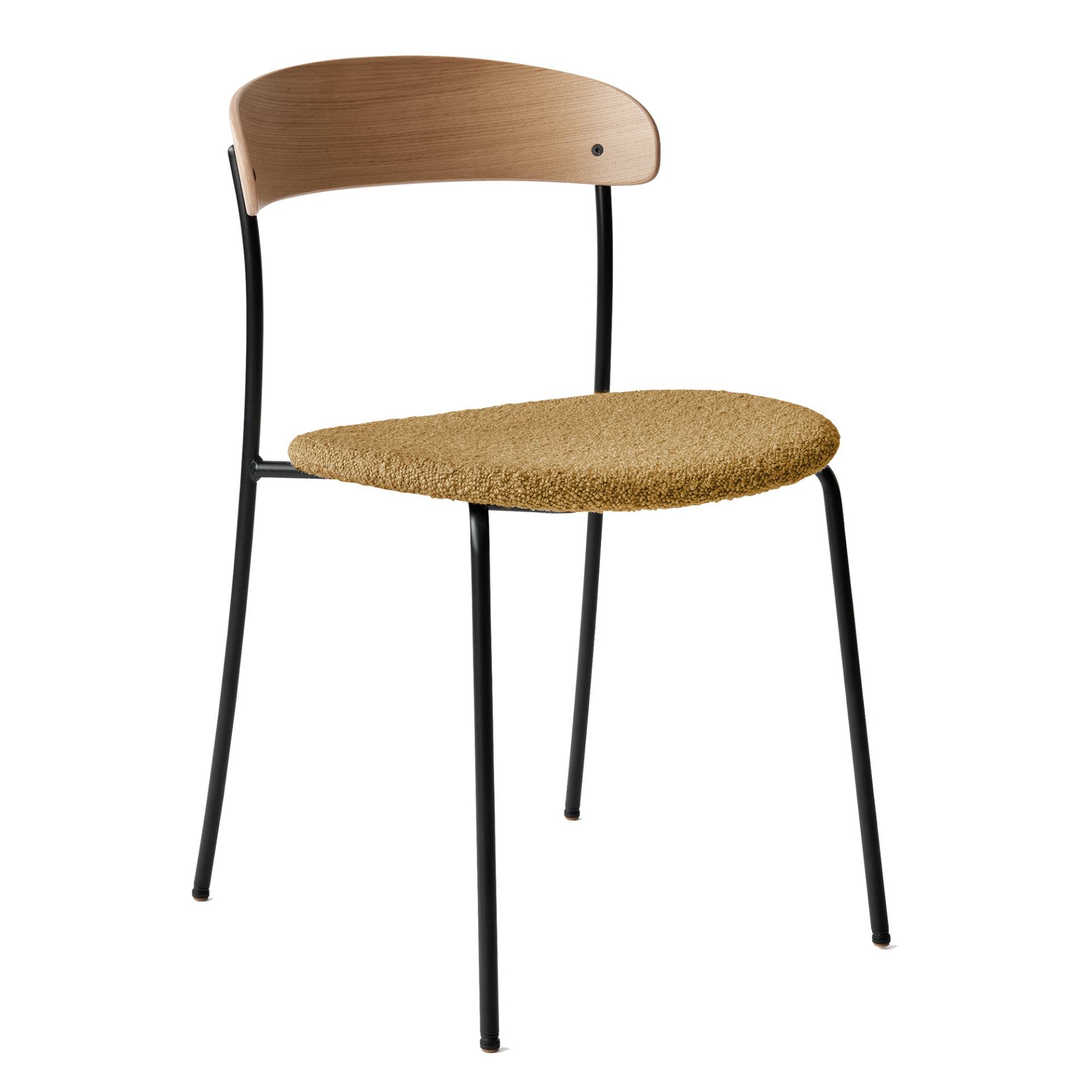 New Works - Missing Stuhl gepolstert - eiche, ocker/Sitzfläche Barnum Ocher 5/Gestell Stahl pulverbeschichtet schwarz/BxHxT 46,5x78x53cm von New Works