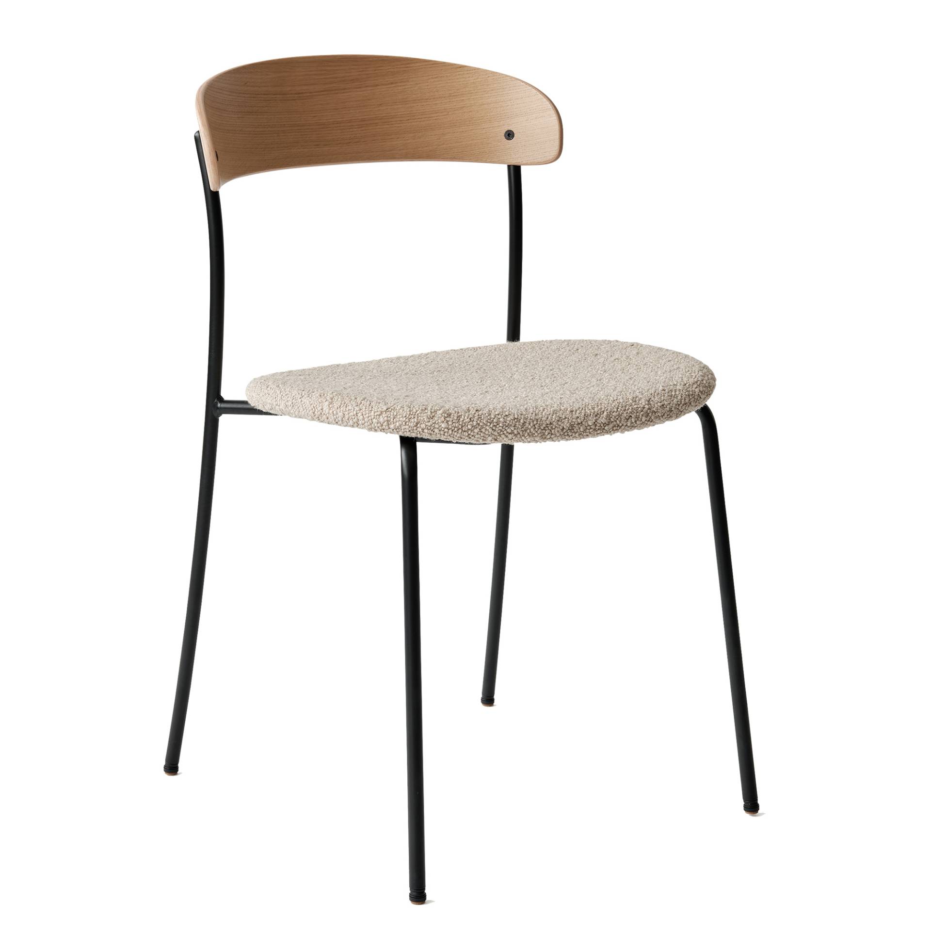 New Works - Missing Stuhl gepolstert - eiche, sand/Sitzfläche Barnum Sand 2/Gestell Stahl pulverbeschichtet schwarz/BxHxT 46,5x78x53cm von New Works