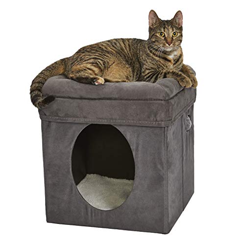 New World B137-GY Katzenwürfel mit Katzenbett-Oberseite, 39 x 39 x 42 cm von MidWest Homes for Pets