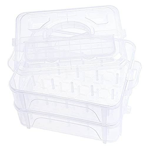New brothread 2 Schichten Stapelbare Klare Speicherbox/Organizer für 40 Spulen Zuhause Stickgarn und Nähgarn (Anforderungen an die Spulengröße: Höhe≤5.6cm; Breite≤4.3cm) von New brothread