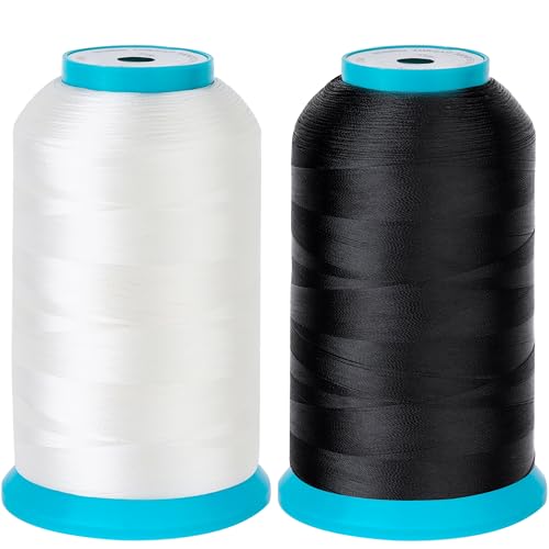 New brothread 2er Set (Schwarz+Weiß) 5000M (5500Y) Stickerei Spulen Gewinde Polyester Maschinen Stickgarn Unterfaden für Stickmaschine und Nähmaschine von New brothread