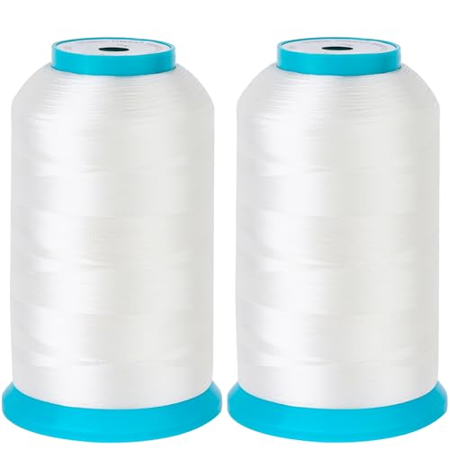 New brothread 2er Set Weiß 5000M (5500Y) Stickerei Spulen Gewinde Polyester Maschinen Stickgarn Unterfaden für Stickmaschine und Nähmaschine von New brothread