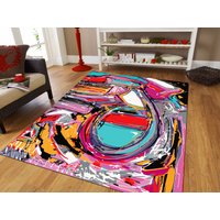 Art Rug 190 Art, Abstrakt, Kunst, Kandinsky Prints, Stil Abstrakter Teppich, Türmatte, Wandteppich, Moderner von NewCarpetWorld