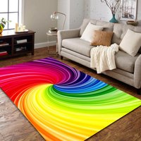 Bunter Teppich, Abstrakter Aquarell Regenbogen Rutschfester Hochwertiger Wohndekor, Teppich Für Wohnzimmer, Geschenk von NewCarpetWorld