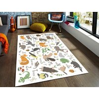 Jungle Tiere Teppich, Kinderteppich, Kinderzimmerteppich, Maschinenwaschbar von NewCarpetWorld