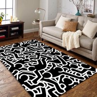 Keith Haring Tanzen Teppich, Schwarz Tanzen, Cooler Bunter Beliebter Thementeppich, Wohnzimmer, Wohnkultur, Geschenk Für Ihre Teppiche von NewCarpetWorld