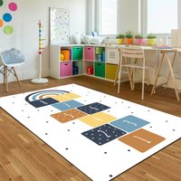 Kinder Hopscotch Spielteppich, Rutschfester Spielteppich Für Kinder, Weicher Maschinenwaschbarer Kinderzimmerteppich, Kinderteppich von NewCarpetWorld