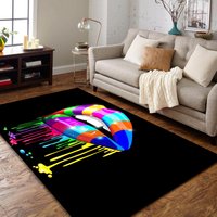 Lgbt Lip Rug, Regenbogen-Lippenteppich, Rutschfeste Bodenmatte, Lgbt-Wohnkultur Buntes Dekor, Regenbogen-Dekor, Lippen-Liebhaber-Geschenk von NewCarpetWorld