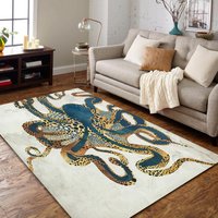 Oktopus Teppich, Tier Gemusterter Druck Moderner Bedruckter Dekor, Raumdekor von NewCarpetWorld