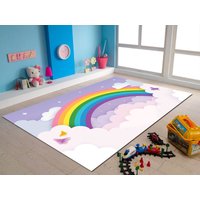 Regenbogen Teppich, Farben, Mädchen Kinderzimmer Bunter Moderner Teppich von NewCarpetWorld
