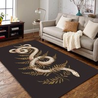 Schlangen - Und Farnteppich, Moderner Designer Traditioneller Bedruckter Teppich, Schlangengrüner Teppich Hochwertiger Großflächenteppich von NewCarpetWorld