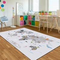 Teppich Mit Weltkarte, Tierteppich, Kinderteppich, Türteppich, Büroteppich, Dünner von NewCarpetWorld
