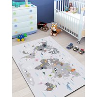 Weltkarte Teppich/Tiere Kinder Spiel Spielzimmer Dekor Kinderzimmer Geschenk Für Individueller Kinderteppich von NewCarpetWorld