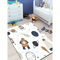 Weltraum Teppich, Sonnensystem Kinderteppich, Raumschiff, Kinderteppich von NewCarpetWorld