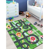 stadt Road Map Teppich, Waschbarer Spielteppich, Rutschfester Kinderzimmer Dekor, Wohnheim Teppich von NewCarpetWorld