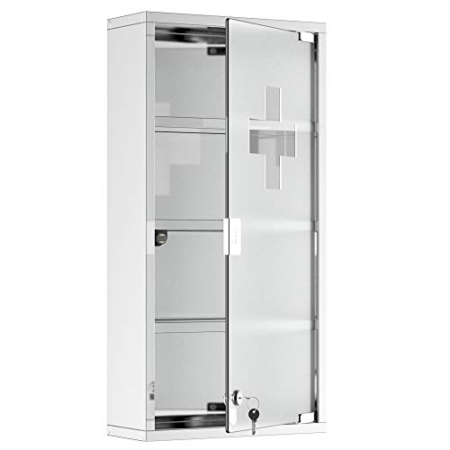 HOMCOM Medizinschrank Arzneischrank Erste Hilfe Schrank mit Schloss Edelstahl 30 x 12 x 60 cm HOMCOM Medizinschrank Arzneischrank Erste Hilfe Schrank mit Schloss Edelstahl 30 x 12 x 60 cm von NewCosmos