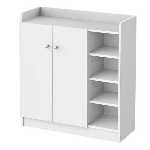 HOMCOM Schuhschrank Schuhregal Kommode mit 2 Türen und 4 Fächern für Diele in Weiß 83x30x90cm, platzsparend & modern HOMCOM Schuhschrank Schuhregal Kommode mit 2 Türen und 4 Fächern für Diele in Weiß 83x30x90cm, platzsparend & modern von NewCosmos