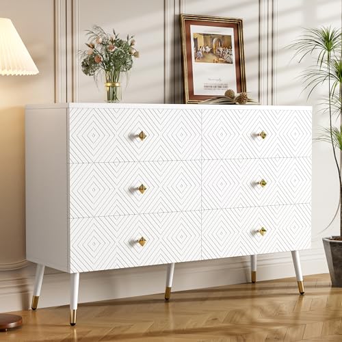 NewCosmos Moderner 6-Schubladen-Kommode – 120x40x80cm – Perfekt für Schlafzimmer & Wohnzimmer von NewCosmos