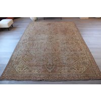 6'x9' , Vintage Teppich, Gedeckter Großer Beige-Puderrosa Handgewebter Teppich/100 X 100M B-1225 von NewDawnStore