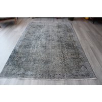 Vintage Grauer Teppich, Großer Wollteppich, Wollteppich/B-1370 5'6"x8'6" Füße von NewDawnStore