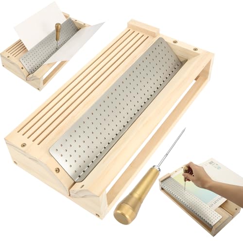 Buchbinder-Stanzwiegen-Set, inklusive Dual-Use-Piercing-Anleitung mit einer Ahle (zwei Arten von Ahlen, zufällig) – Signatur-Lochstanzer für Bücher, Tagebuch, Mini-Alben, Notizbücher, DIY Handwerk von NewEle