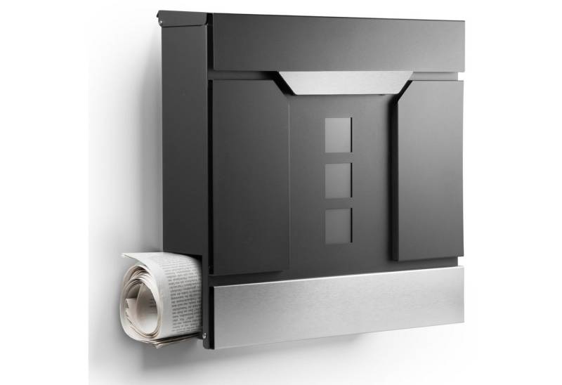 NewHabitat Briefkasten Moderner Wandbriefkasten Personalisierbar Anthrazit RAL7016 (Komplettset, Modell: Madrid), Rostfrei von NewHabitat